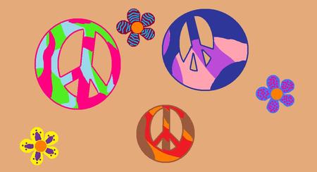 Peace Sign Flowers - flowers, tie die, flower, peace signs