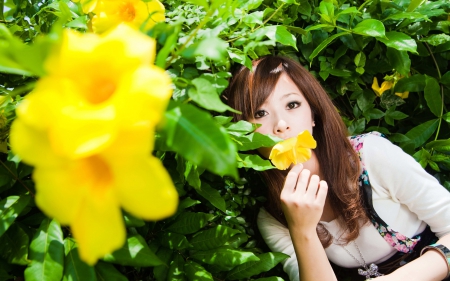 Flower and Girl - photo, flower, and, girl