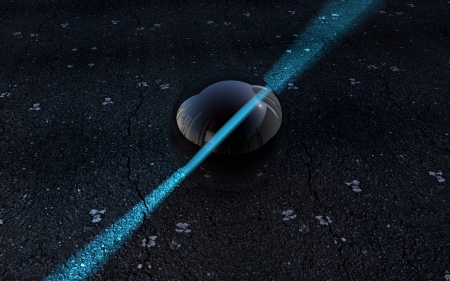 Lightball - black, blue, ball, 3d, light, reflection, glossy