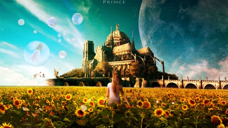 Dream - flowers, dream, castle, fantasy