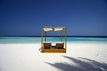 The Perfect Chair......... - beach, aqua, bed, paradise, escape, white, polynesia, view, lagoon, sand, ocean, turquoise, islands, sanctuary, peace, summer, tropical, heaven, exotic, tranquility, alone, chair, lounger, blue, island, south pacific, sea, retreat