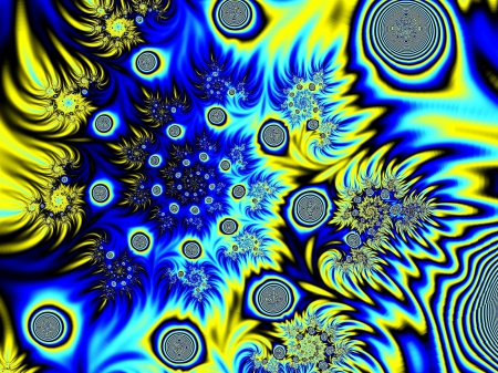 Swirl - bright, swirl, yellow, blue, cant think of a fourth, invert