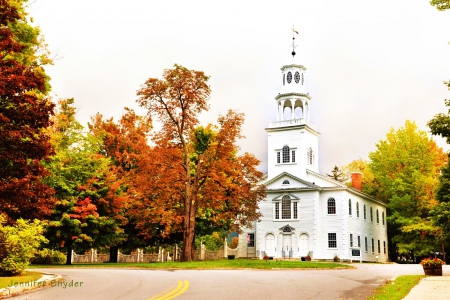 Church of Bennington, Vermont - fall, autumn, trees, leaves, usa