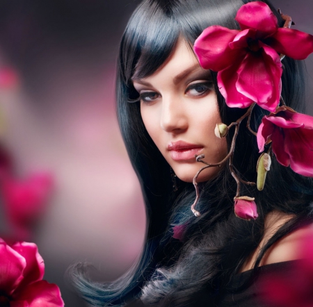 Orchid Girl - subbotina anna, model, girl, beauty, orchid, face, pink