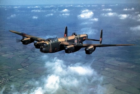 Test Flying the Lancaster Bomber over England - british, world war ii, color, photograph