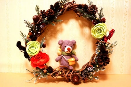 MERRY CHRISMAS - decoration, holiday, teddy, christmas