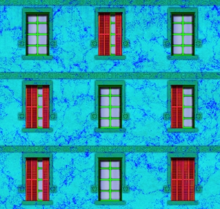 Ancient - facade, windows, old, blue