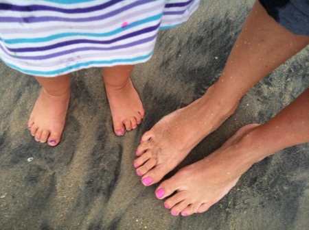 Mother And Child - mother, sand, child, feet, toes