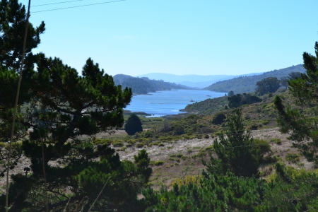 Lake In the Distance - lake, mountains, pretty, nice, view, trees, nature