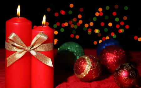 Christmas candles - candel, Christmas, lights, balls