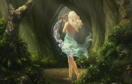 Forest fairy - woman, art, girl, beautiful, digital, fairy, lovely, fantasy