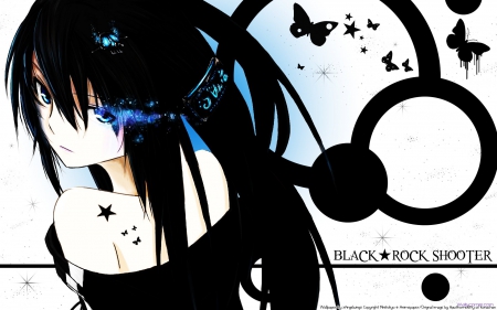 Black Rock shooter - anime, blue, cute, eyes, nice, wallpaper