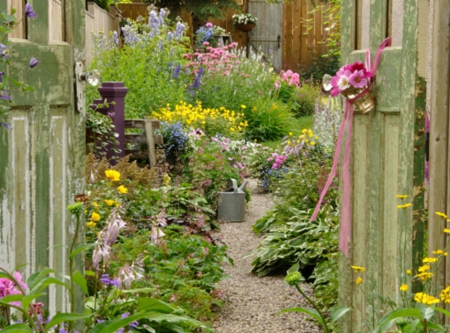 Garden Doors are Opened - flowers, doors, nature, gardens, garden ideas