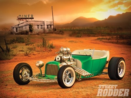 1924-Ford-Model-T - classic, green, motor, hotrod