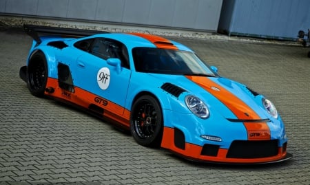 9ff-GT9-ClubSport - orange stripe, porsche, blue, gt9