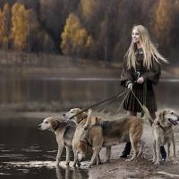 *** Girl with dogs ***