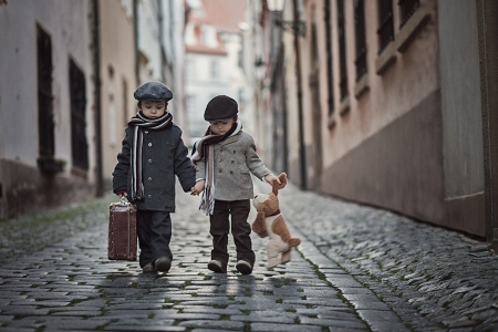 Brothers - photo, poeple, brother, teddy bear