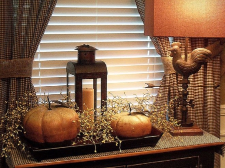 Fall Lantern - pumpkins, fall, lantern, interior, still life