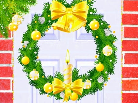 Welcome - wreath, decoration, christmas, door