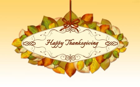 Thanksgiving Greetings - autumn, fall, bow, thanksgiving, leaves, ribbon