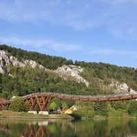 fantastic wooden suspension bridge