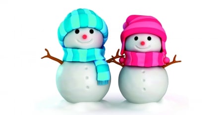 Cute Snowmen - christmas, snowmen, snowman, magic christmas, xmas, merry christmas