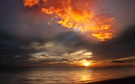 Sunset - amazing, sunset, sea, clouds