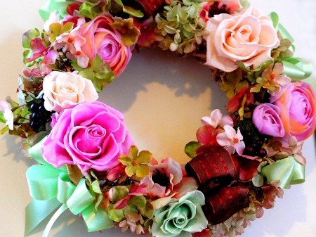 Christmas Wreath - roses, wtreath, flowers, decoration, christmas, festival