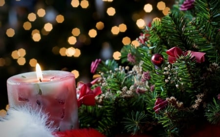 Merry Christmas - candle, light, Christmas, decor