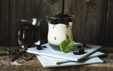 Blackberry Dessert - blackberry, delicious, photography, food, dessert, photo, fruits