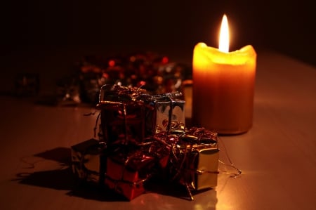 Christmas Goodies! - candle, christmas, presents, light