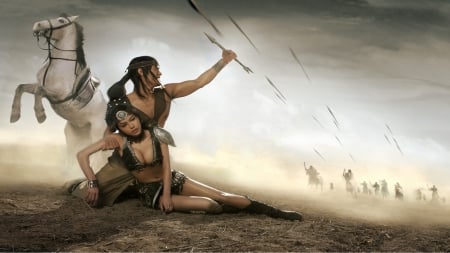 Losing Battle - cgi, battle, fantasy, beautiful, princess, sexy, warriors