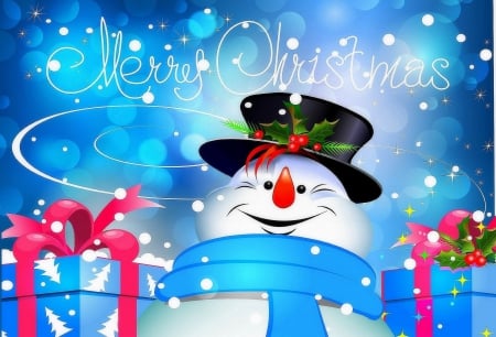 âœ°Snowman Greetingsâœ° - blessings, greetings, still life, snowman greetings, digital art, gifts, cute, xmas and new year, snowman, celebrations, vector, lovely, christmas, holidays, merry christmas, winter holidays, beautiful, happiness, smile