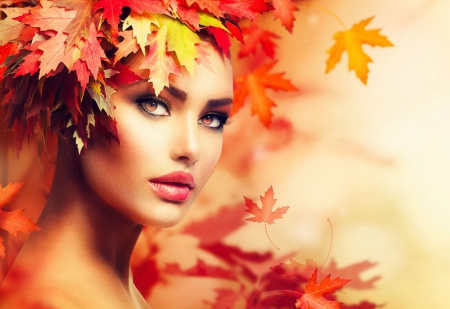 Autumn Girl - beauty, lady, subbotina anna, leaves, sutumn