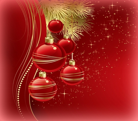 âœ°Xmas Decorationsâœ° - celebrations, greetings, blessings, xmas and new year, vector, lovely, still life, christmas, picture, red balls, digital art, winter holidays, beautiful, hanging, happiness, cute