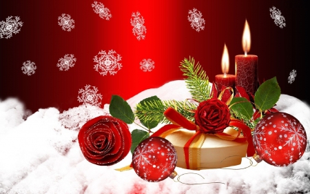 Waiting for Christmas - roses, heart, snowflakes, candles, sweets, bulbs