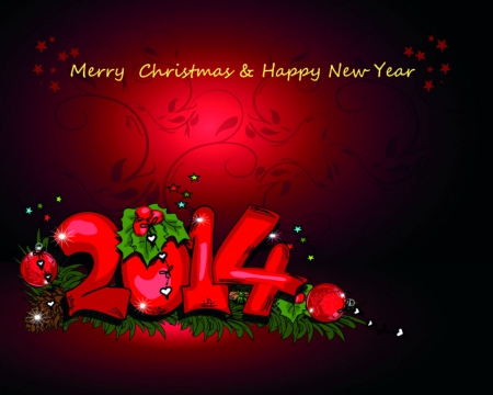 Merry Christmas & a Happy New Year - 2014, new year, christmas, red