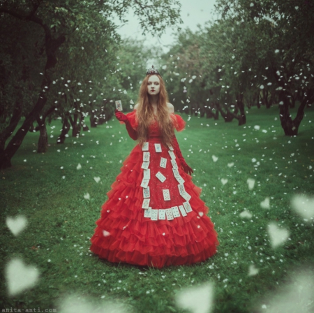 The Red queen - red, lady, model, dress, queen