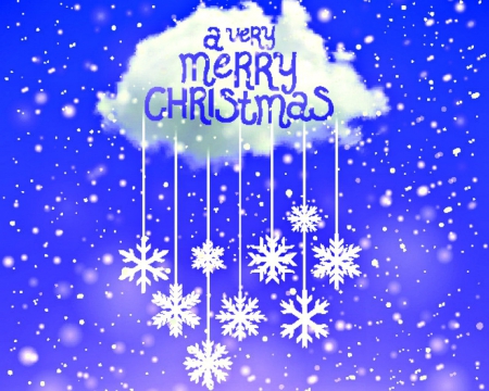 Merry Christmas - Christmas, art, flakes, blue