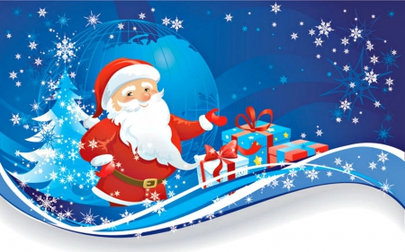 Merry Christmas - santa, snow flakes, gift, christmas