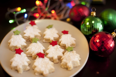 Holiday Biscuits - christmas, globes, delicious, biscuits, lights, colored, kookies