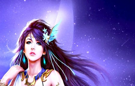 Fantasy girl - beauty, woman, purple, girl, pink, blue, asian, fantasy