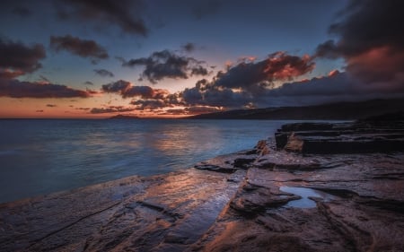 *** Sunset over the ocean *** - natute, sunset, ocean, beach