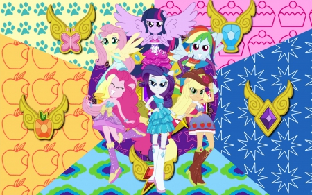 Equestria Girls Wallpaper - Rarity, Fluttershy, Equestria Girls, Cartoons, Applejack, Pinkie Pie, cute, My Little Pony, Rainbow Dash, Twilight Sparkle, TV Series