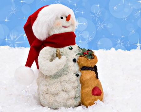 Snowman - snowman, hat, snow, winter, christmas