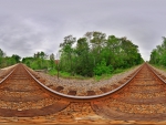 fantastic fisheye view of a train track