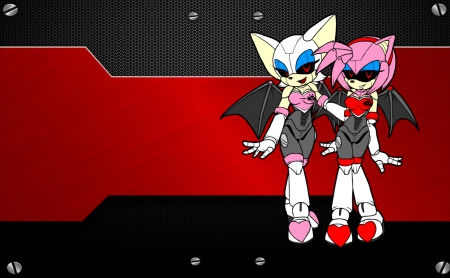 Metal Sega Girls - rouge the bat, amy rose, video games, sonic the hedgehog, cute, comic books