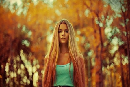 Pretty Girl - dreamer, portrait, girl, blonde, forest, nature, lady, autumn, woman, model, pretty face, seasons