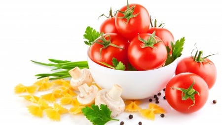 Vegetables - pasta, tomatoes, photography, food, mushrooms, vegetables