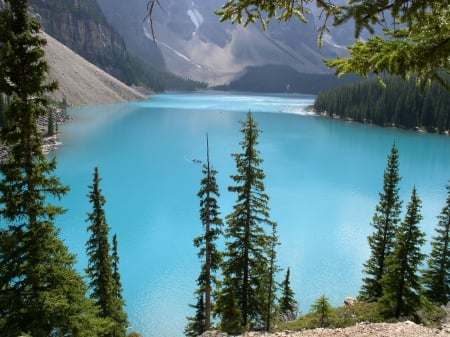 Lake and Mountains - trees, water, nature, landscape, lake, mountains